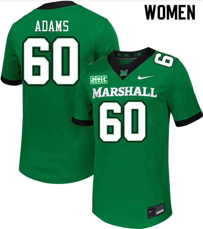 Women #60 Shunmarkus Adams Marshall Thundering Herd SBC Conference College Football Jerseys Stitched